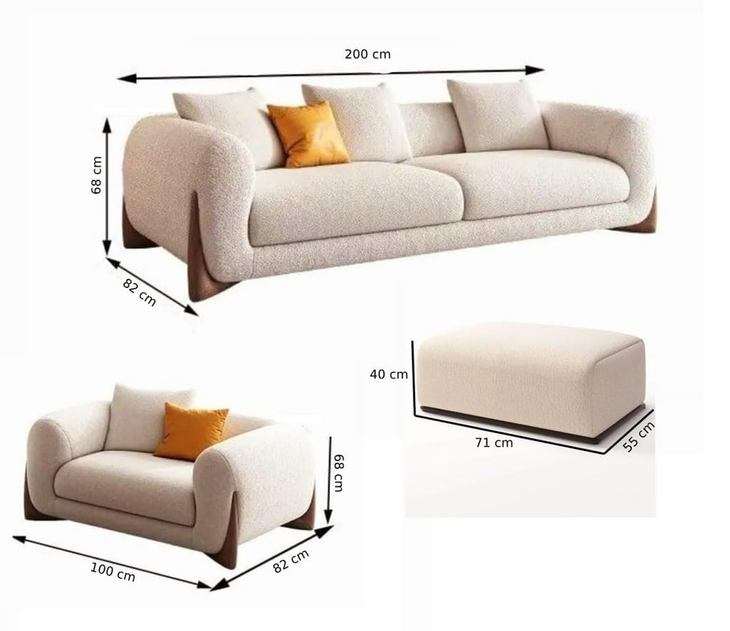 Daniel Boucle Sofa with Ottoman