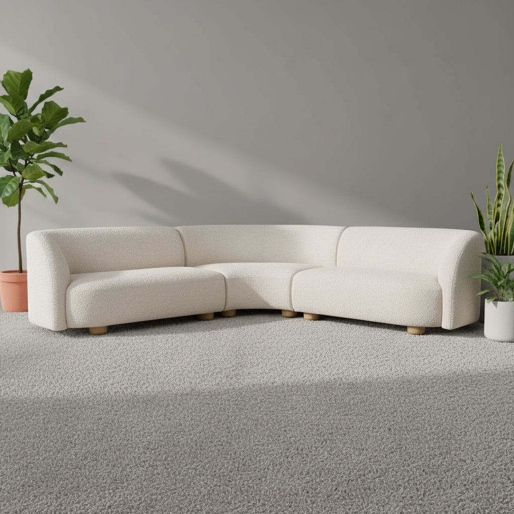 Laurent Boucle Curvy Sectional L Shape Sofa