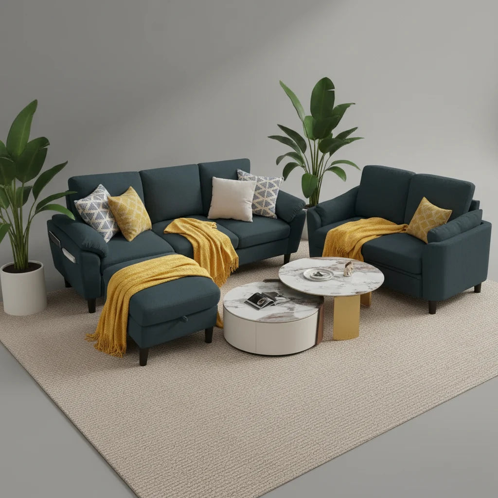 Lewis 5 Seater Sofa Set with Ottoman