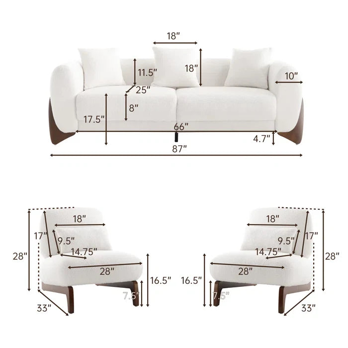 Modern Boucle 5 Seater Sofa Set