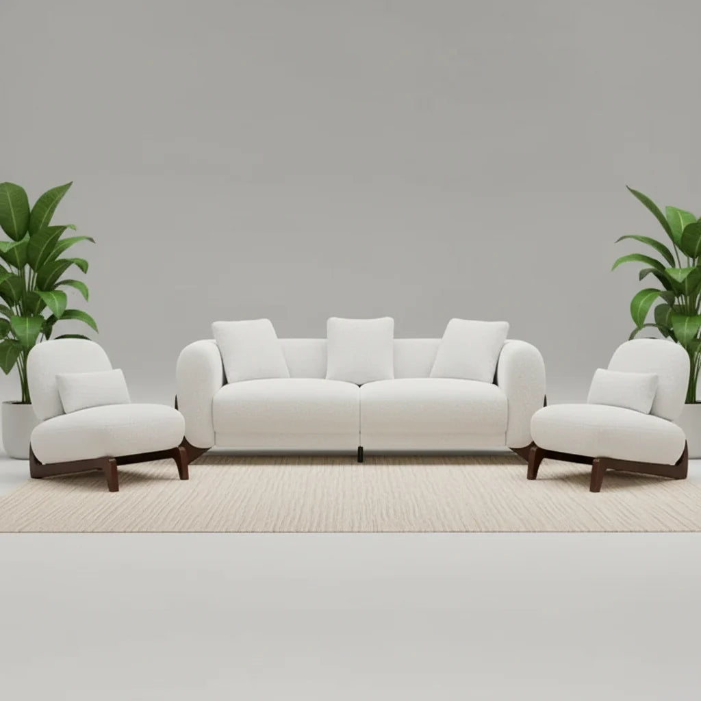 Modern Boucle 5 Seater Sofa Set