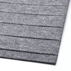 Close-up of grey drawer mat, textured, soft surface, designed to reduce noise & prevent scratches.