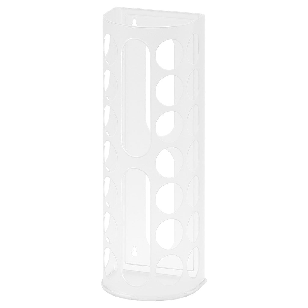VARIERA plastic bag dispenser, white, cylindrical with cut-outs.