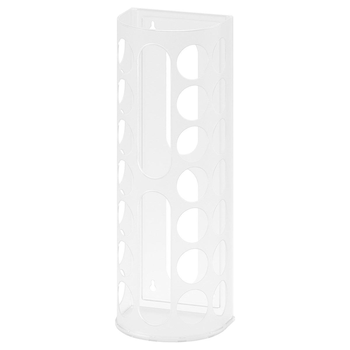 VARIERA plastic bag dispenser, white, cylindrical with cut-outs.